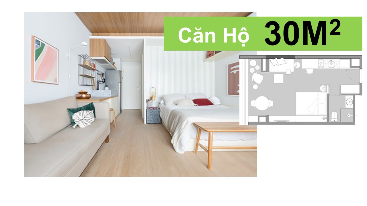 Có gì trong một căn hộ 30m2? Nhiều hơn bạn nghĩ! Tiện nghi căn hộ 30m2, bao gồm phòng khách, phòng ngủ, phòng tắm và nhà bếp tiện nghi, mang đến cho bạn không gian sống đầy đủ và tiện lợi, đáp ứng mọi nhu cầu của bạn.