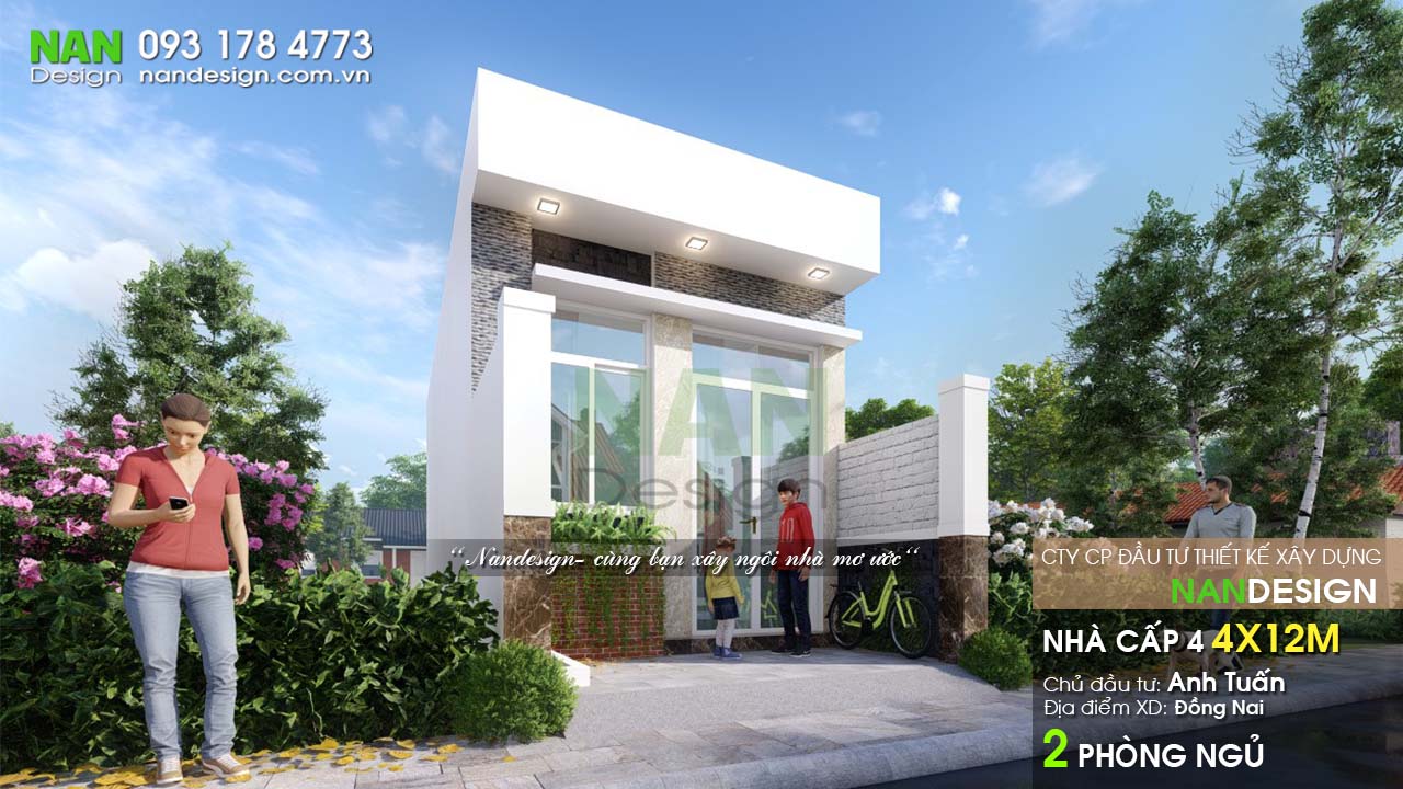 Mẫu Nhà Cấp 4 4X12 Đơn Giản Với 2 Phòng Ngủ Tiện Nghi | Nandesign