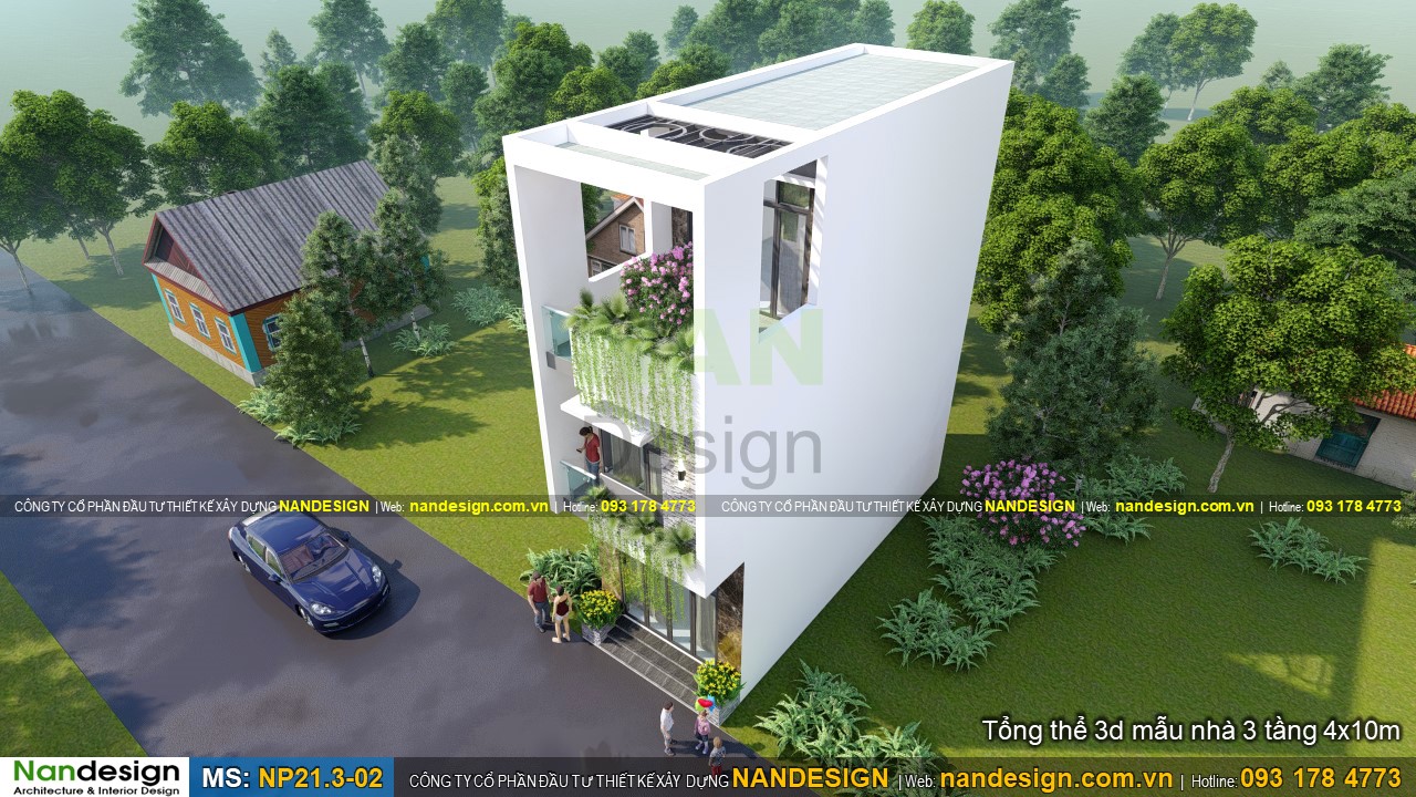 Mẫu Nhà 4x10m 3 Tầng Hiện Đại Với 3 Phòng Ngủ | Nandesign