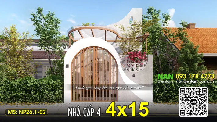 Mẫu nhà cấp 4 4x15 2 phòng ngủ đang trở thành lựa chọn hàng đầu của nhiều gia đình trẻ nhờ thiết kế nhỏ gọn, chi phí hợp lý và công năng tối ưu. Với diện tích vừa phải, kiểu nhà này vẫn đảm bảo đầy đủ tiện nghi, không gian sống thoáng đãng và tính thẩm mỹ cao.