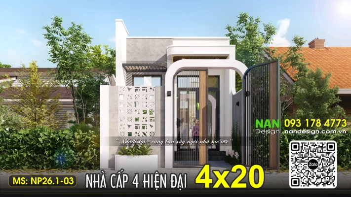 Nhà Cấp 4 4x20 3 Phòng Ngủ Đẹp Hiện Đại Ở Là Mê NP26.1-02