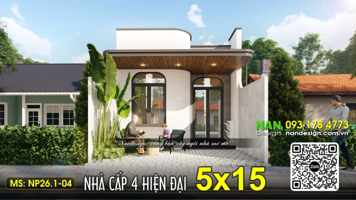 Nhà Cấp 4 5x15 2 Phòng Ngủ Đẹp Chuẩn Xu Hướng NP26.1-03