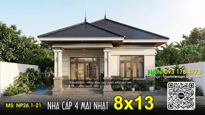 Nhà 1 Tầng Mái Nhật 8x13 3 Phòng Ngủ Đẹp Hiện Đại NP26.1-21