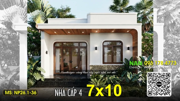 Nhà Cấp 4 7x10 3 Phòng Ngủ Đẹp Tối Ưu Diện Tích NP26.1-36