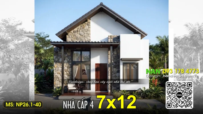Nhà Cấp 4 Hiện Đại 7x12m 3 Phòng Ngủ Đẹp Bình Yên NP26.1-40